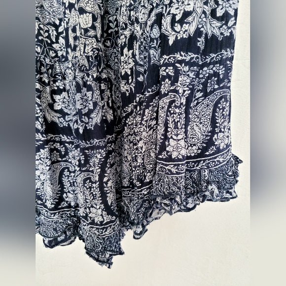 Roz&Ali Women's Plus Size 100%Rayon Maxi Skirt Crinkle Ruffle Pull On Blue 2X - Picture 3 of 12